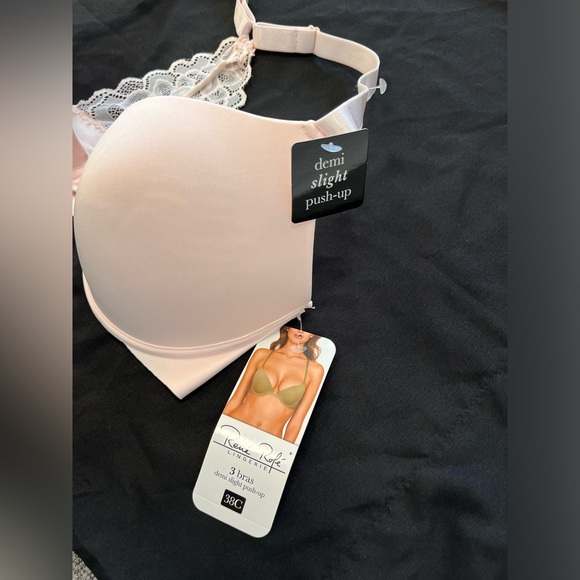 Rene Rofe 38C Demi Slight Push-Up Bra Pink Lace Racerback NWT - Picture 2 of 6